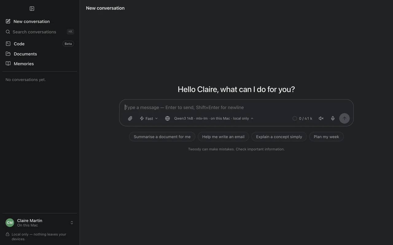 The start screen