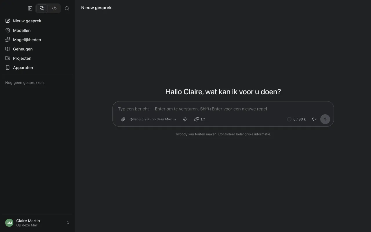 Het startscherm